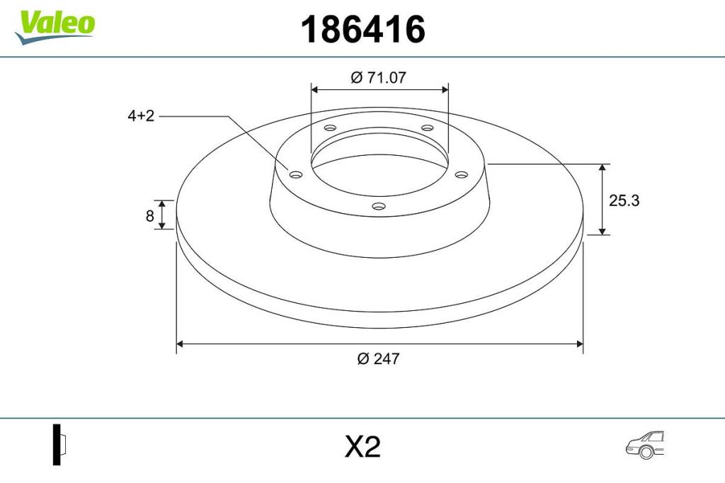 Disques de frein VALEO ref. 186416